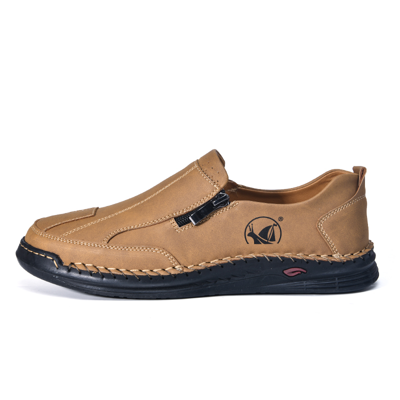 💥Hot sale💥 Men's Leather Slip-On Loafers with Side Zipper – Wide Toe Box, Durable Rubber Sole, Lightweight & Comfortable for Walking, Driving & Casual Wear