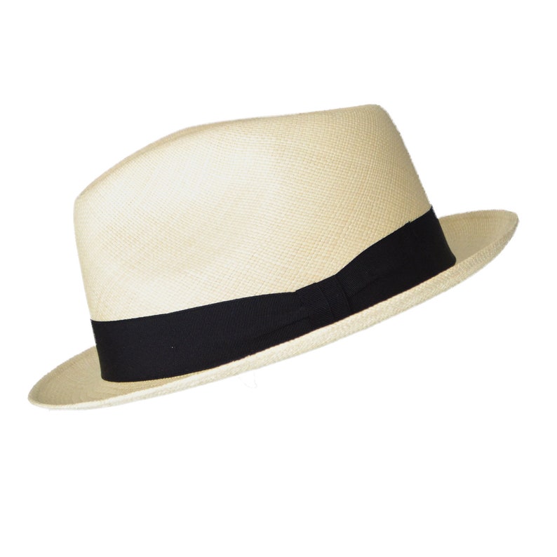 Teardrop Classic Fedora - Short Brim - Brisa Weave - Natural Straw Color - Black Band - Handwoven in Ecuador - GPH - HatBox Included-BOX PACKING