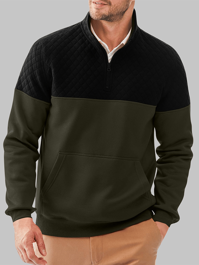Men's Fashionable Color Block Half Zip Outdoor Casual Sweatshirt
