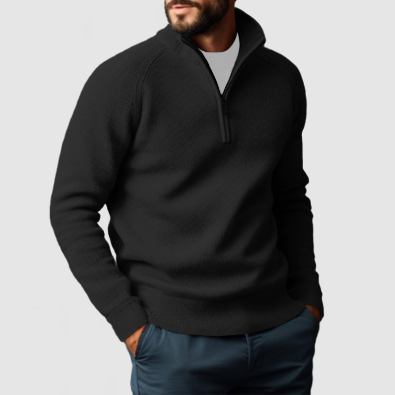 Herren-Pullover aus Kaschmir mit Stehkragen und Reißverschluss