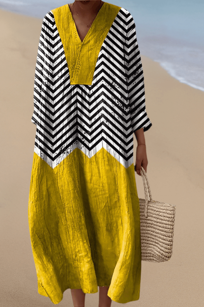 Damen Baumwollkleid mit abstraktem Musterprint