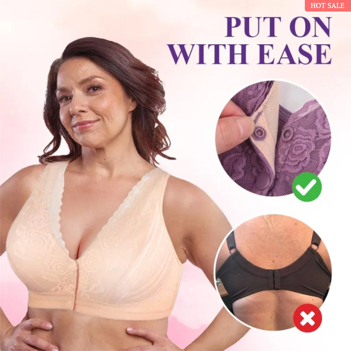 SOMMER NEUE VORDERE SCHNALLE FRAUEN SPITZE KEINE STAHLRING BREITE SCHULTERGURT GROSSE GRÖSSE BH