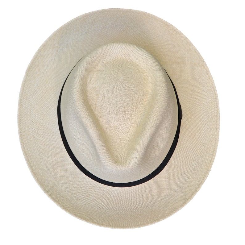 Teardrop Fedora Panama Hat | Natural Color Straw | Brisa Weave | Black Band | Handwoven in Ecuador - GPH - HatBox Included-BOX PACKING