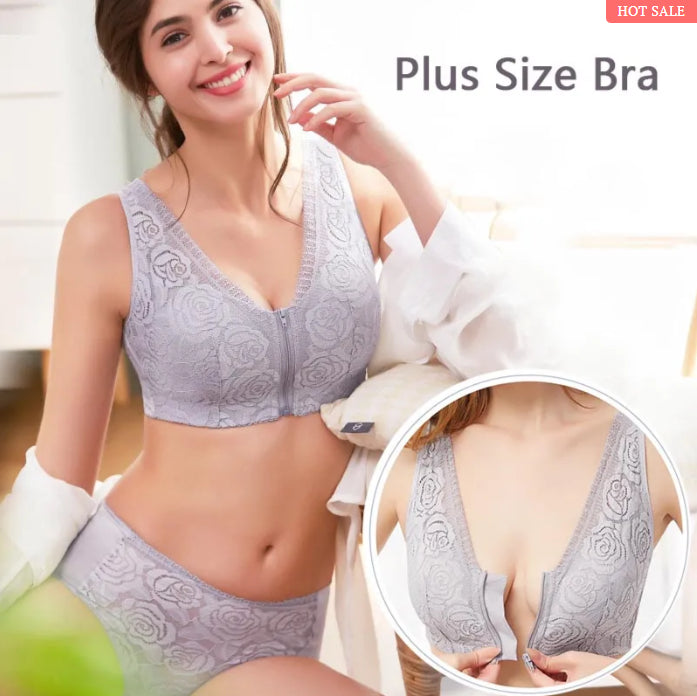 SPITZEN-BH MIT FRONTREISSVERSCHLUSS UND VOLLER BEDECKUNG - PLUS SIZE
