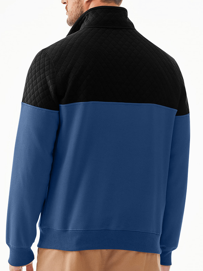 Men's Fashionable Color Block Half Zip Outdoor Casual Sweatshirt