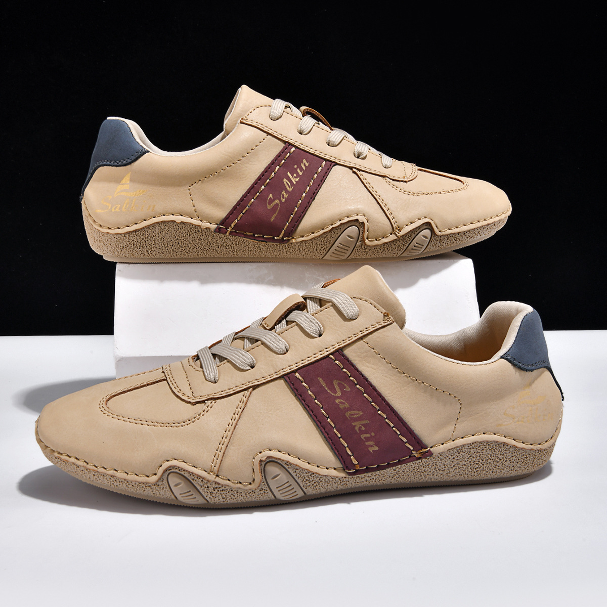 Vintage 70er Handgefertigte Herren-Slipper aus echtem Leder – Freizeit-Sommerschuhe mit weicher Sohle（Der Rabatt endet bald）