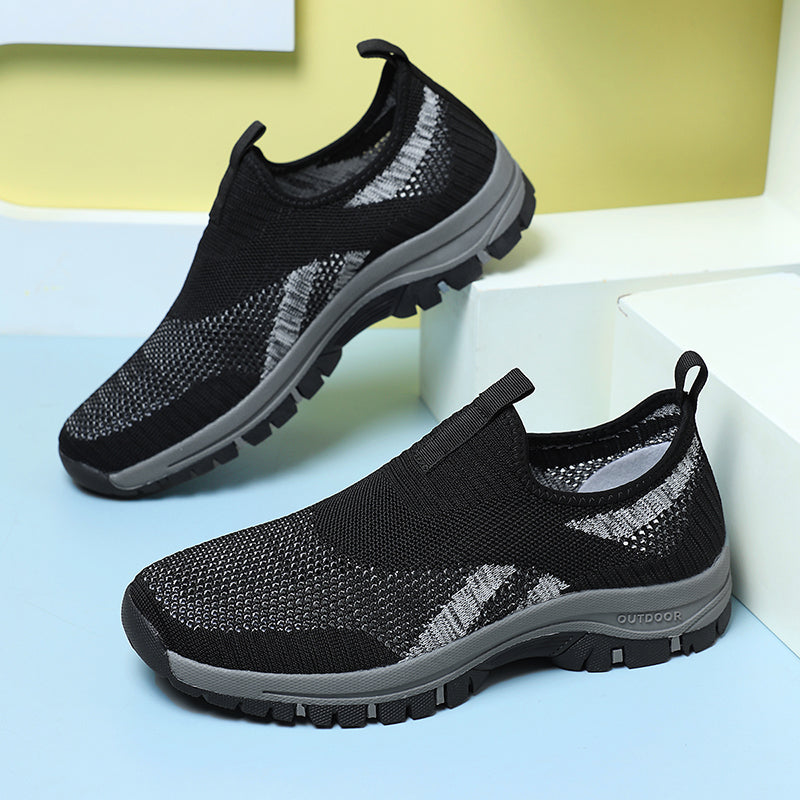 Herren-Wanderschuhe aus Mesh – zum Hineinschlüpfen, leicht, breite Zehenbox mit Fußgewölbeunterstützung