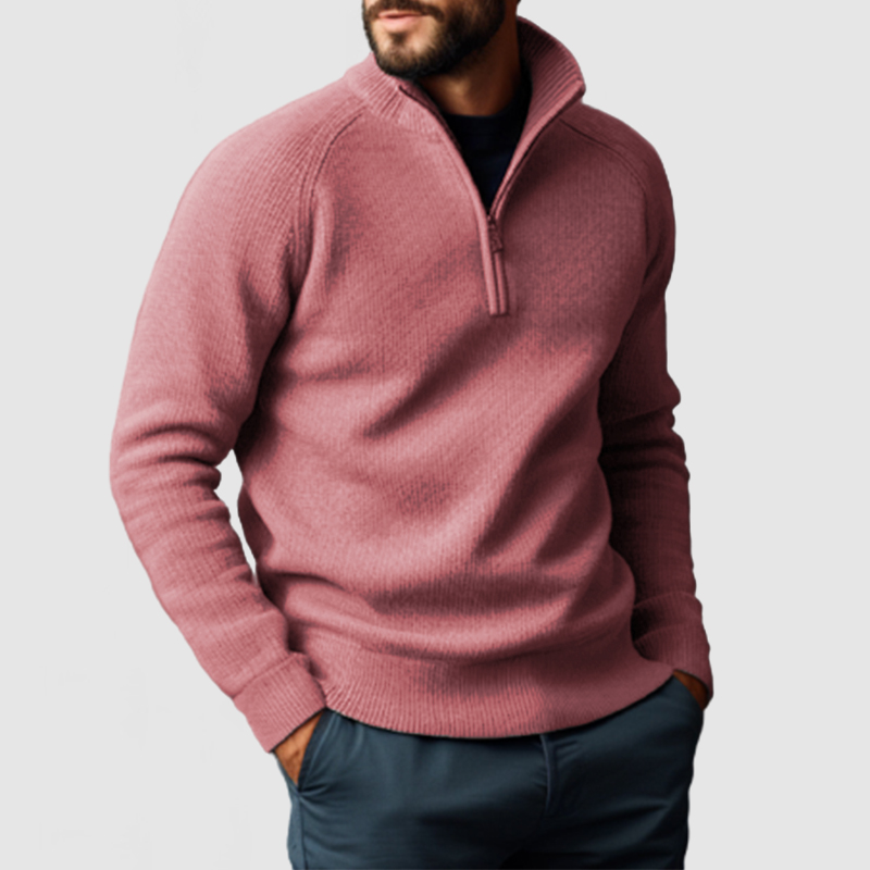Herren-Pullover aus Kaschmir mit Stehkragen und Reißverschluss