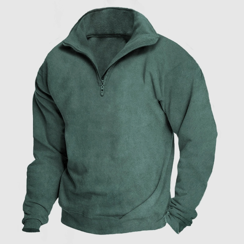 Men's Casual Loose Zipper Suede Pullover Hoodie