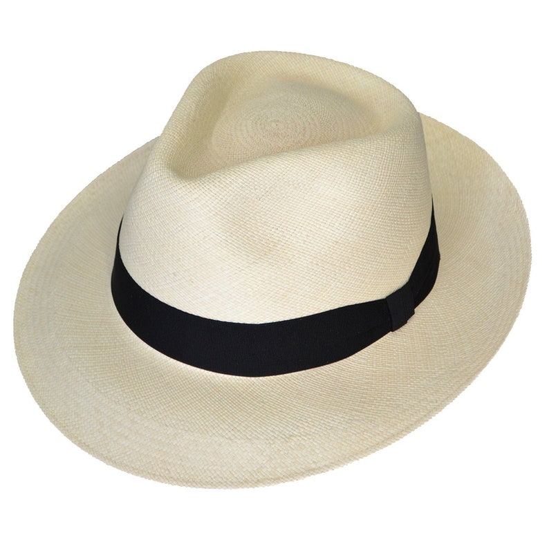 Teardrop Fedora Panama Hat | Natural Color Straw | Brisa Weave | Black Band | Handwoven in Ecuador - GPH - HatBox Included-BOX PACKING