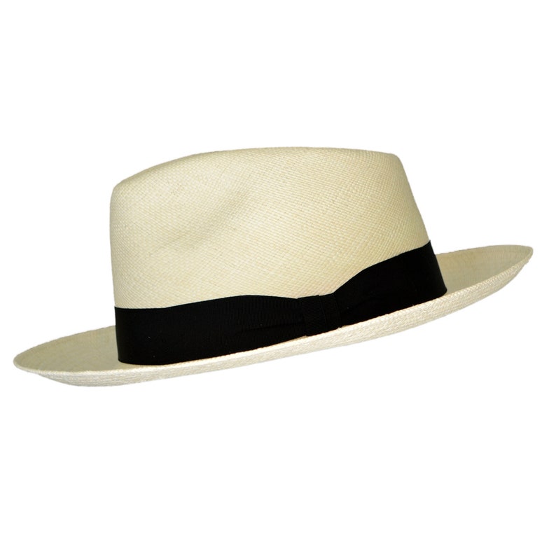 Teardrop Fedora Panama Hat | Natural Color Straw | Brisa Weave | Black Band | Handwoven in Ecuador - GPH - HatBox Included-BOX PACKING