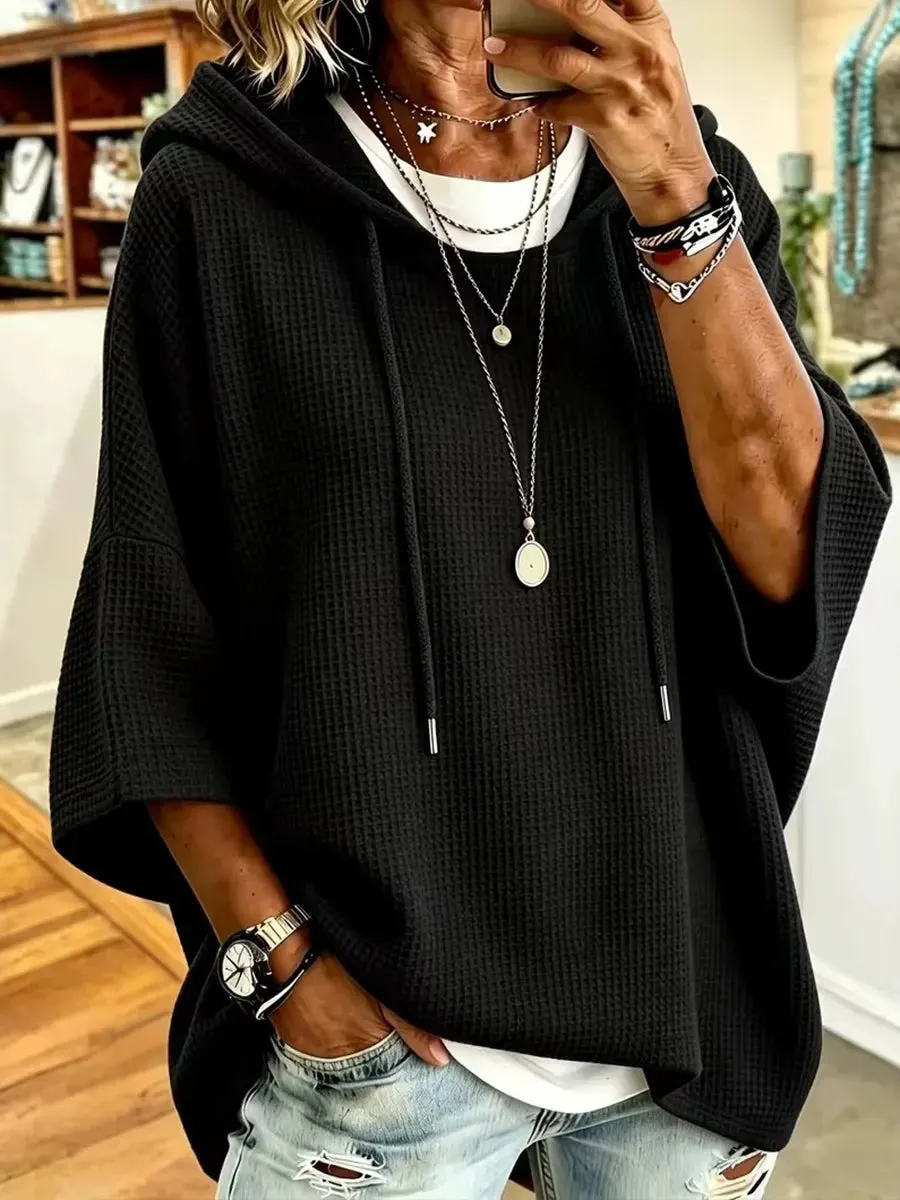 Lässiger Oversize-Hoodie aus Waffelstrick