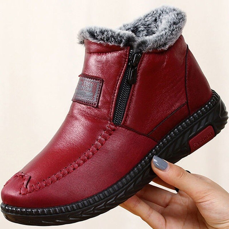 Wasserdichte, rutschfeste Baumwoll-Lederstiefel für Damen (HEIßER VERKAUF!!! - 50 % RABATT für begrenzte Zeit)