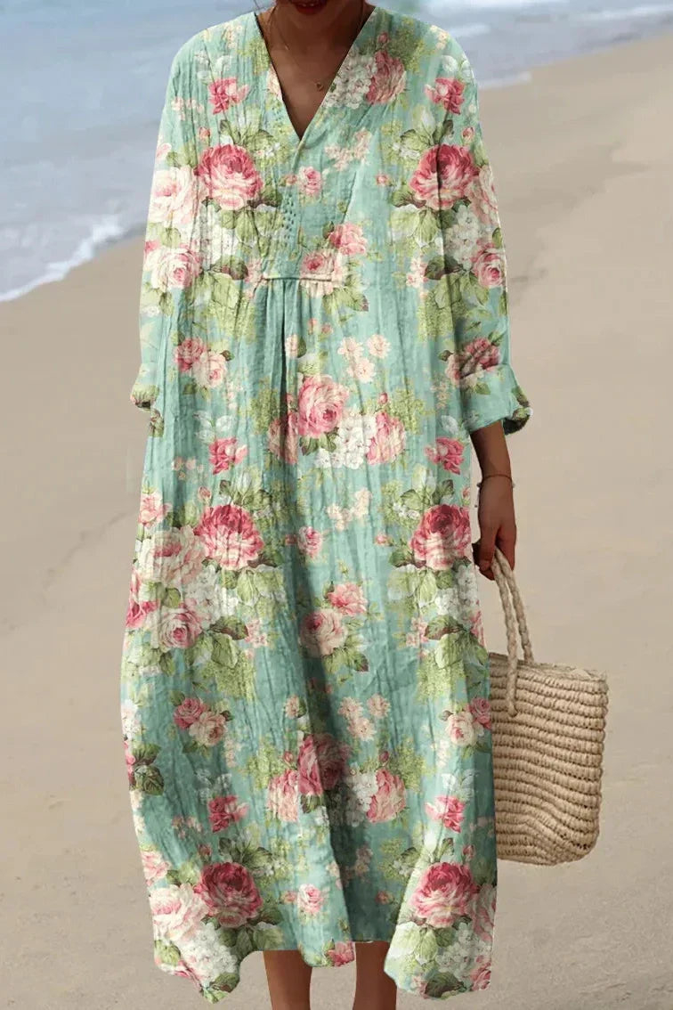 Damen Baumwollkleid mit abstraktem Musterprint