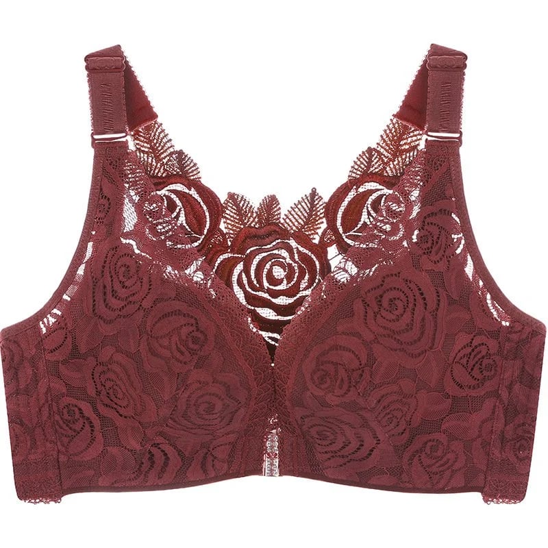 🎁Kaufen Sie 2, sparen Sie 10% -🌹Rose Stickerei Frontverschluss Wireless-BH
