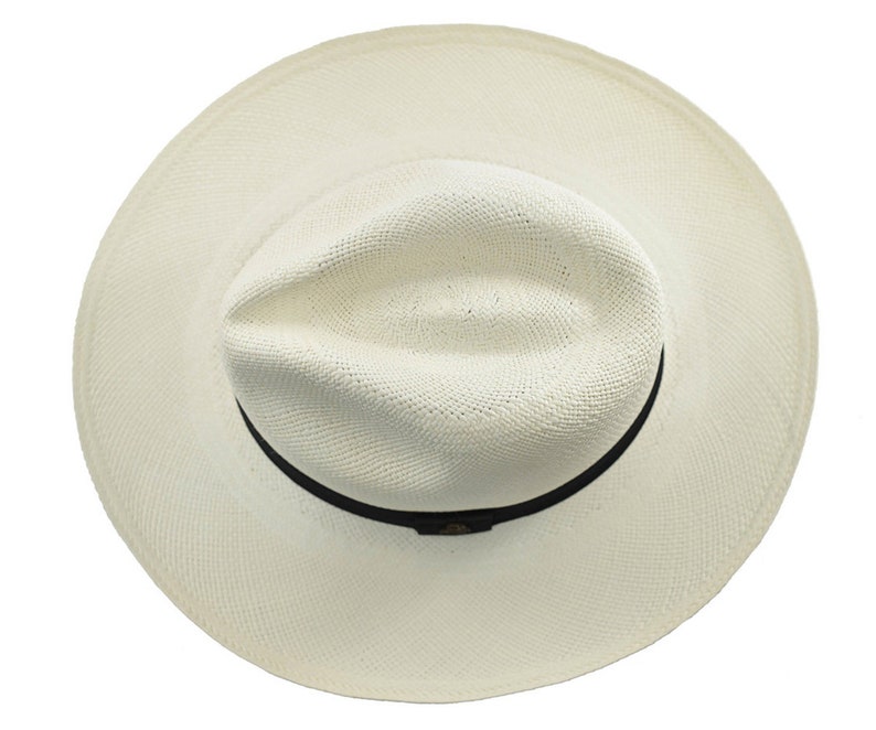 Original Panama Hat - Wide Brim Summer Fedora - Black Band - White Toquilla Straw - Handwoven in Ecuador - EA - HatBox Included-BOX PACKING