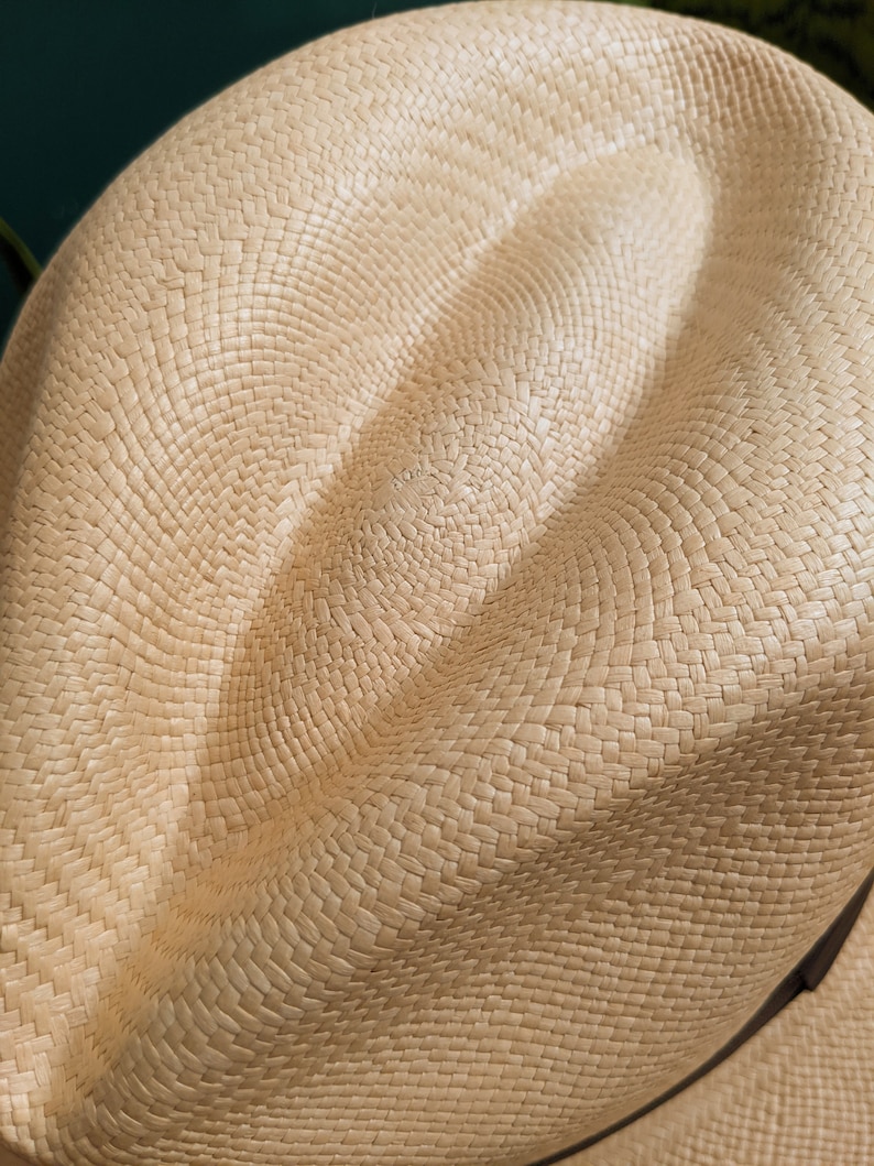 Genuine Ecuadorian Natural Panama Hat with Dark Brown Hat Band ~ Handwoven Toquilla Palm Hat-BOX PACKING