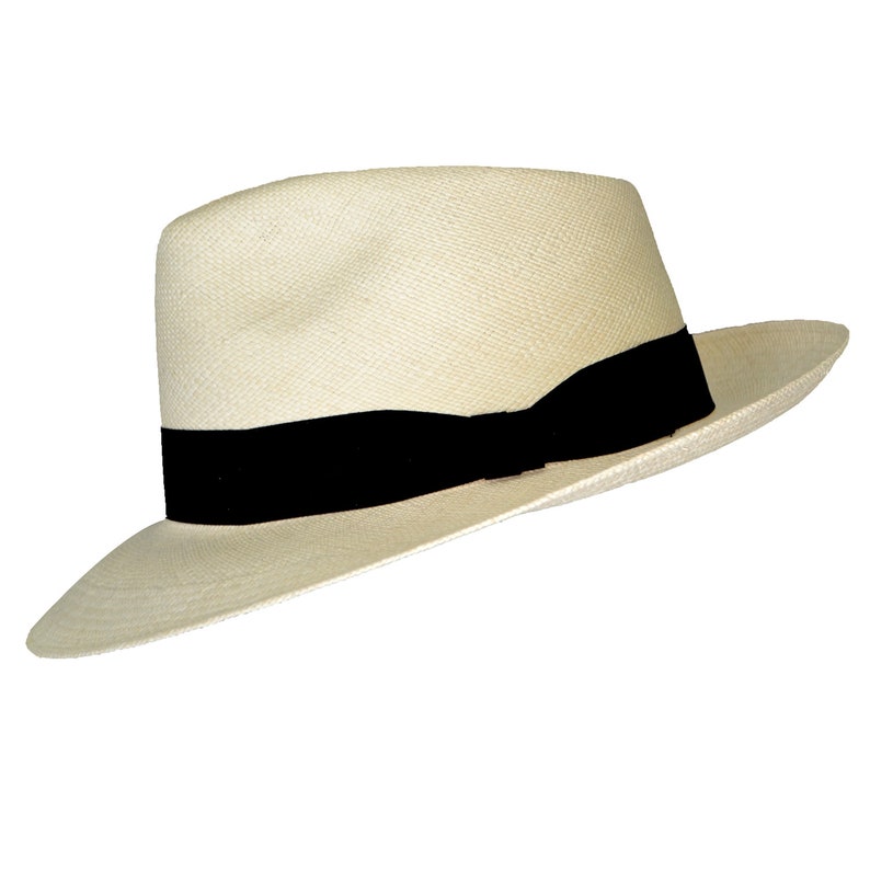 Teardrop Fedora Panama Hat | Natural Color Straw | Brisa Weave | Black Band | Handwoven in Ecuador - GPH - HatBox Included-BOX PACKING