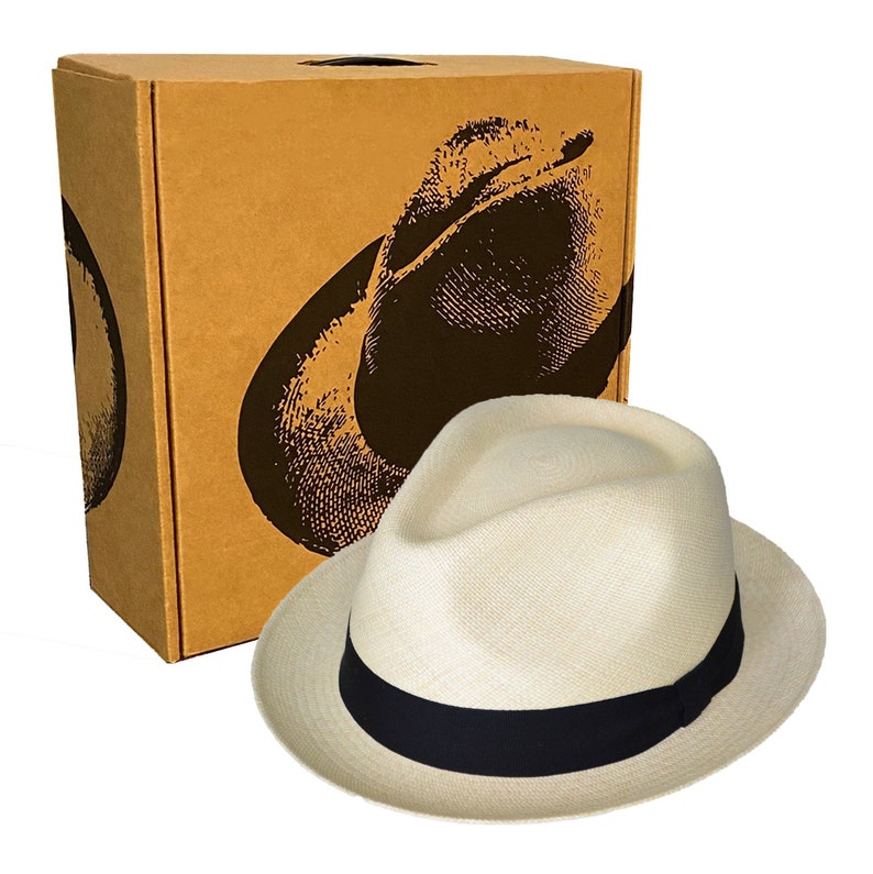 Teardrop Classic Fedora - Short Brim - Brisa Weave - Natural Straw Color - Black Band - Handwoven in Ecuador - GPH - HatBox Included-BOX PACKING