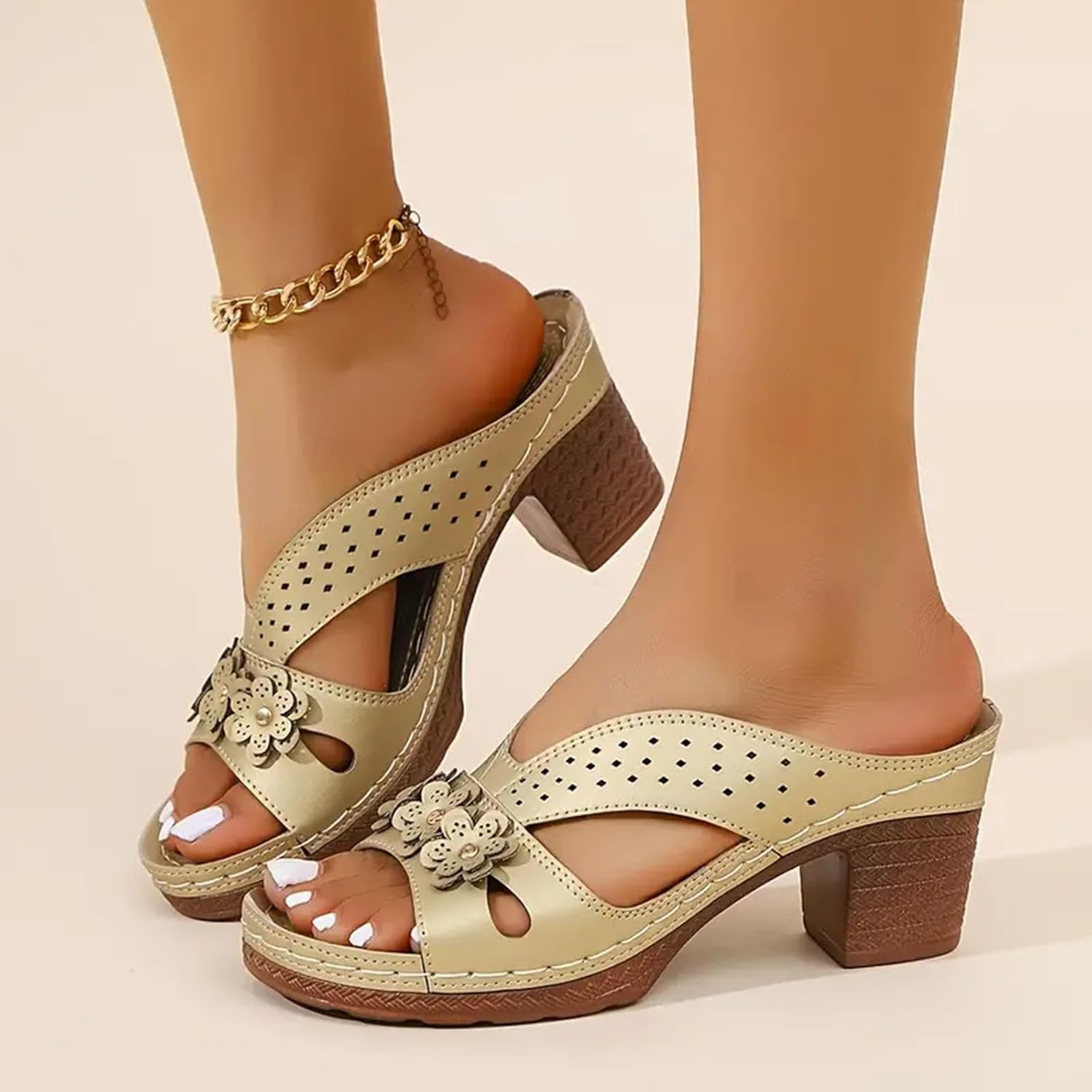NEU EINGETROFFEN – 70 % RABATT – Orthopädische Sandalen mit klobigem Blumenmuster und hohem Absatz – 2 kaufen, versandkostenfrei