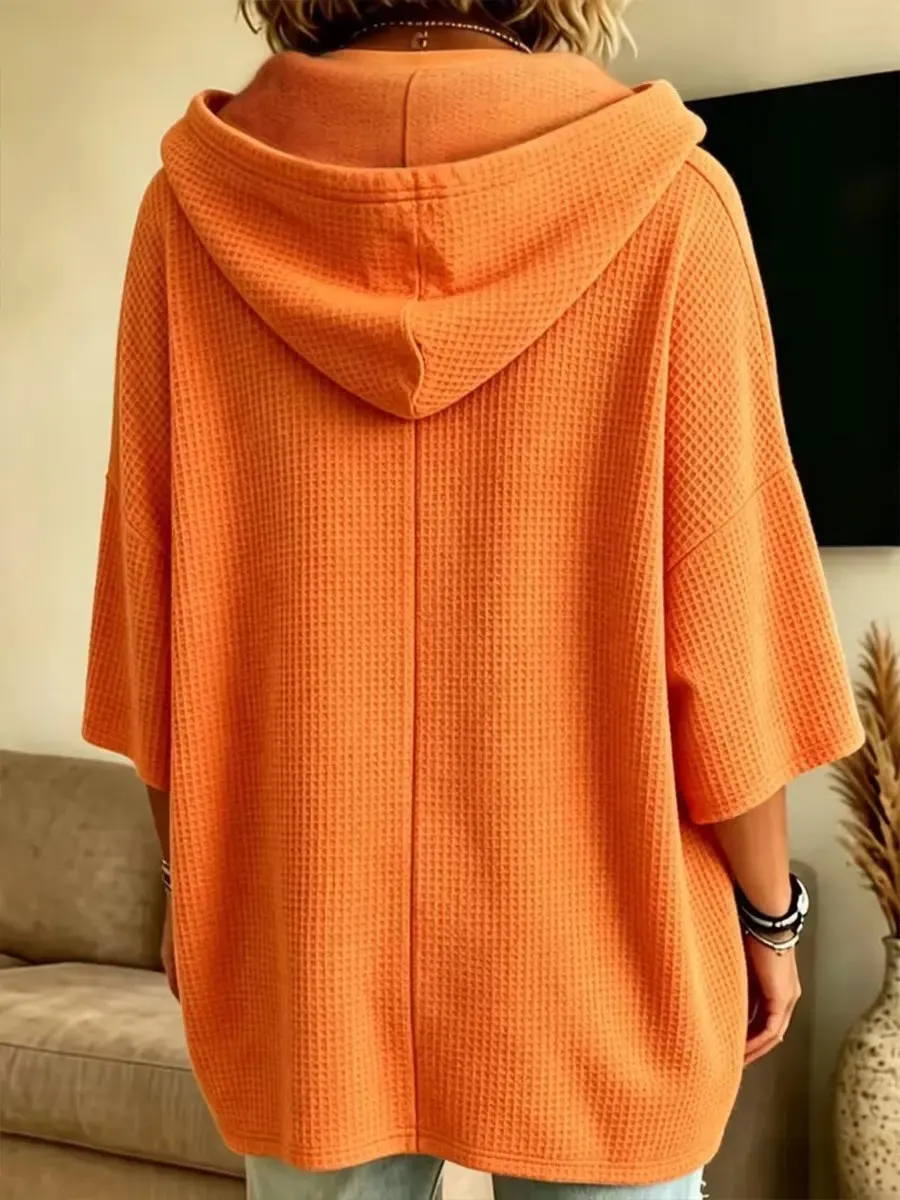 Lässiger Oversize-Hoodie aus Waffelstrick