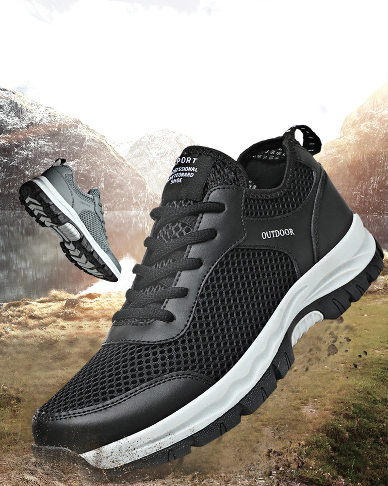 Rutschfeste Outdoor-Bergsteigen-Schuhe aus Leder und Mesh für Herren