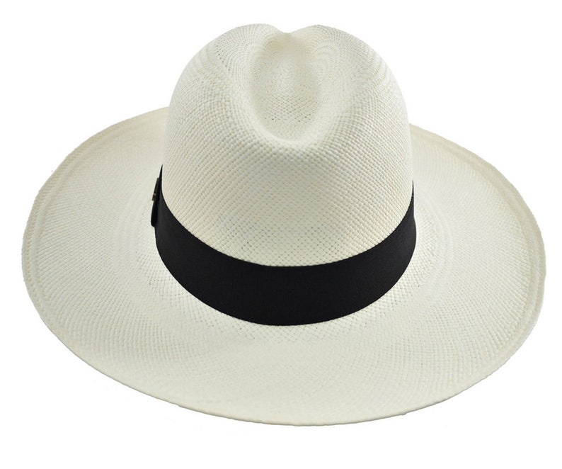 Original Panama Hat - Wide Brim Summer Fedora - Black Band - White Toquilla Straw - Handwoven in Ecuador - EA - HatBox Included-BOX PACKING