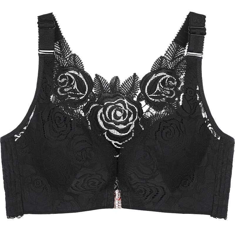 🎁Kaufen Sie 2, sparen Sie 10% -🌹Rose Stickerei Frontverschluss Wireless-BH