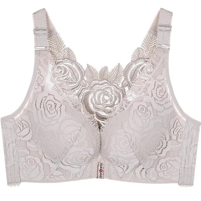 🎁Kaufen Sie 2, sparen Sie 10% -🌹Rose Stickerei Frontverschluss Wireless-BH