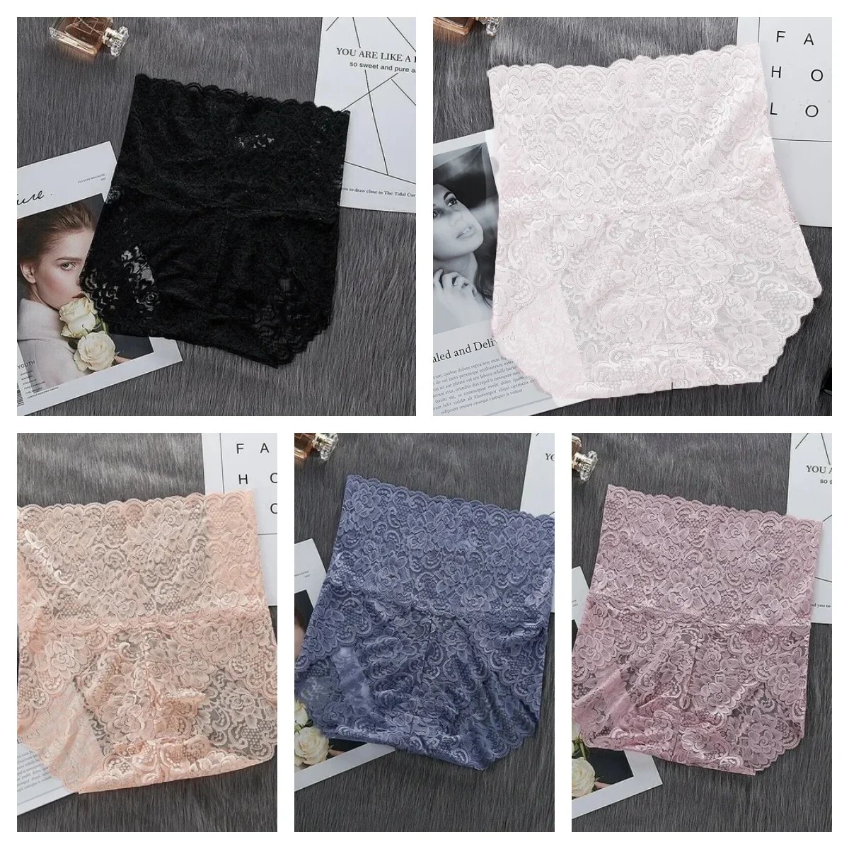 🎀Hübsches Spitzenhöschen mit hoher Taille -💝3 KAUFEN, 2 GRATIS (5 TEILE-SET)