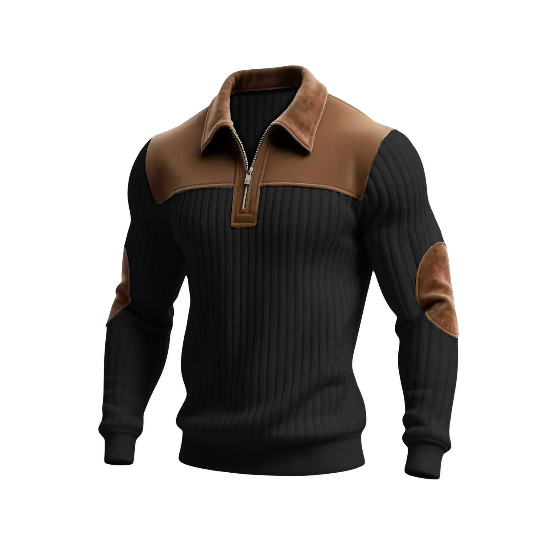 Outdoor Men's Casual Striped Color Block Stand Collar Sweatshirt With Retro Quarter Zipper Collar Top
