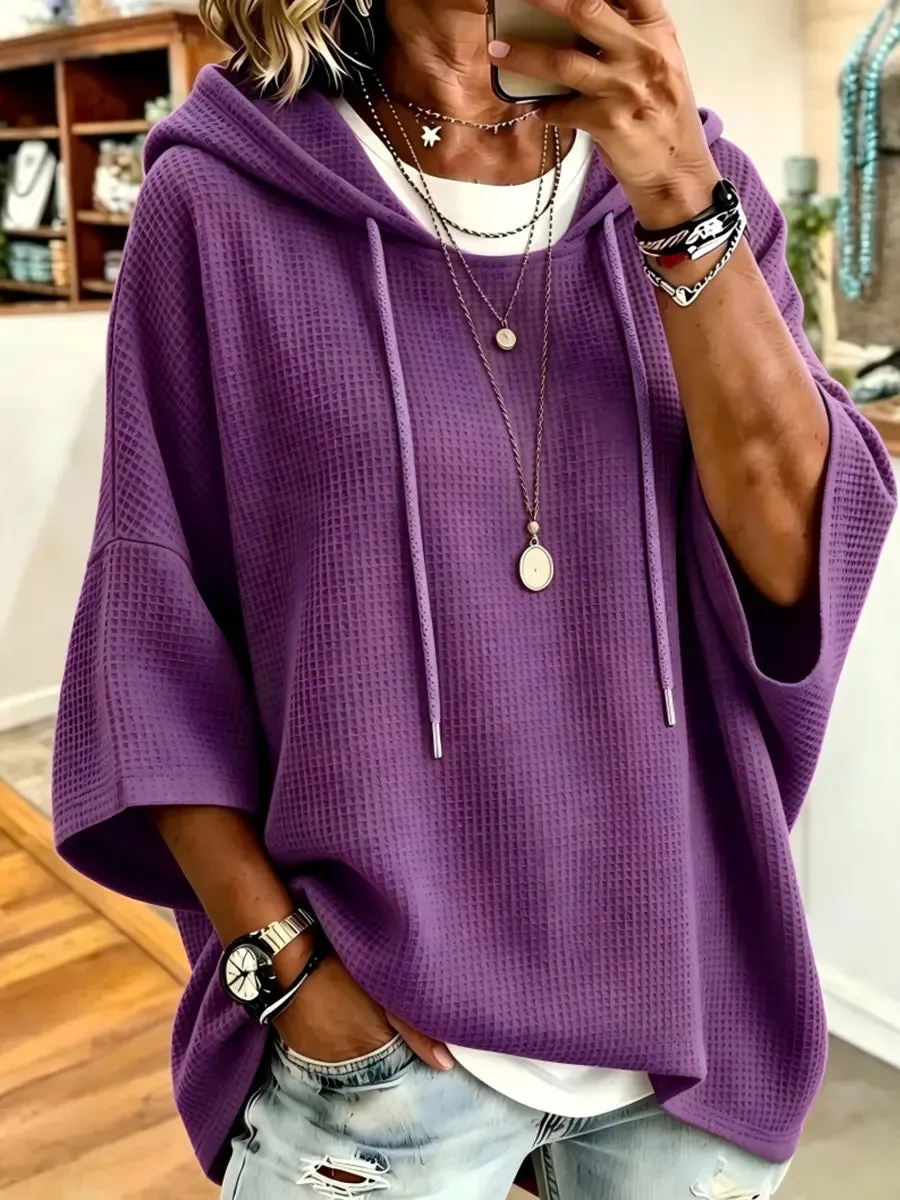 Lässiger Oversize-Hoodie aus Waffelstrick