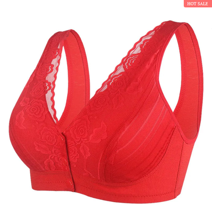 SOMMER NEUE VORDERE SCHNALLE FRAUEN SPITZE KEINE STAHLRING BREITE SCHULTERGURT GROSSE GRÖSSE BH