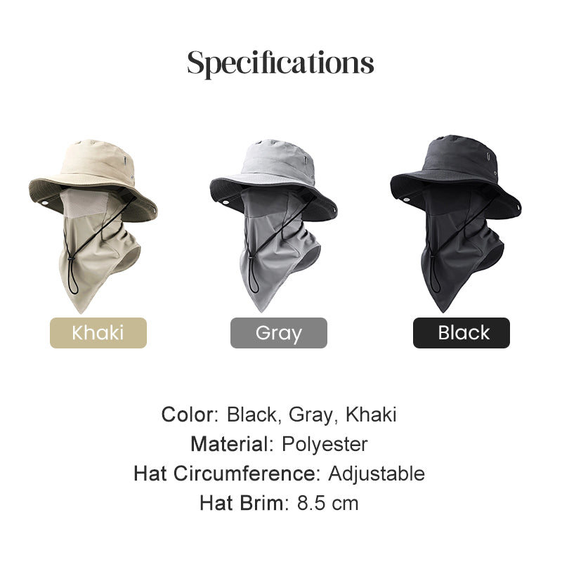 Shadecraft™ – UPF 50+ 360° Coverage Bucket Hat with Detachable Face Cover & Neck Flap + 50% OFF