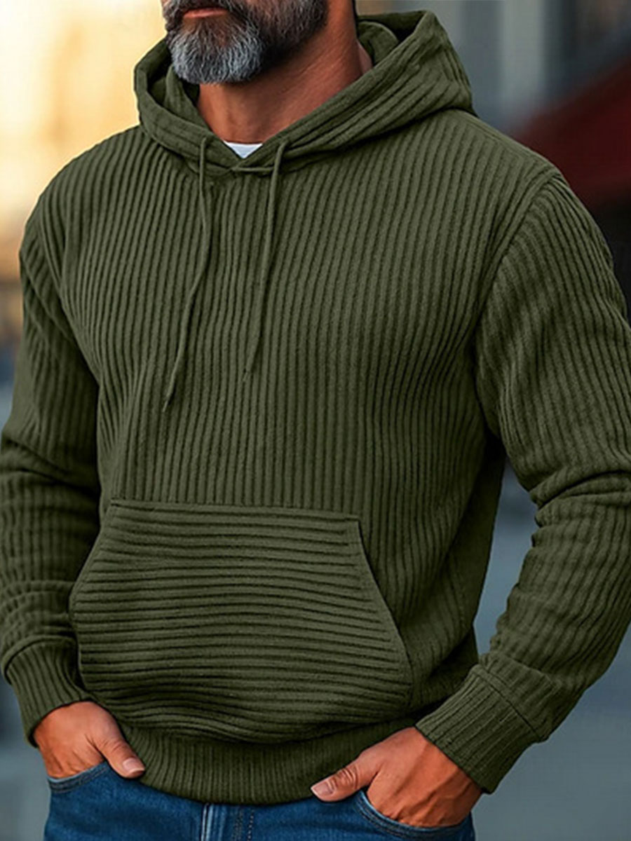 TOMMY  Men's Casual Style Hooded Lace-Up Long Sleeve Sweatshirt