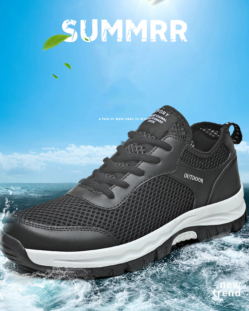 Rutschfeste Outdoor-Bergsteigen-Schuhe aus Leder und Mesh für Herren