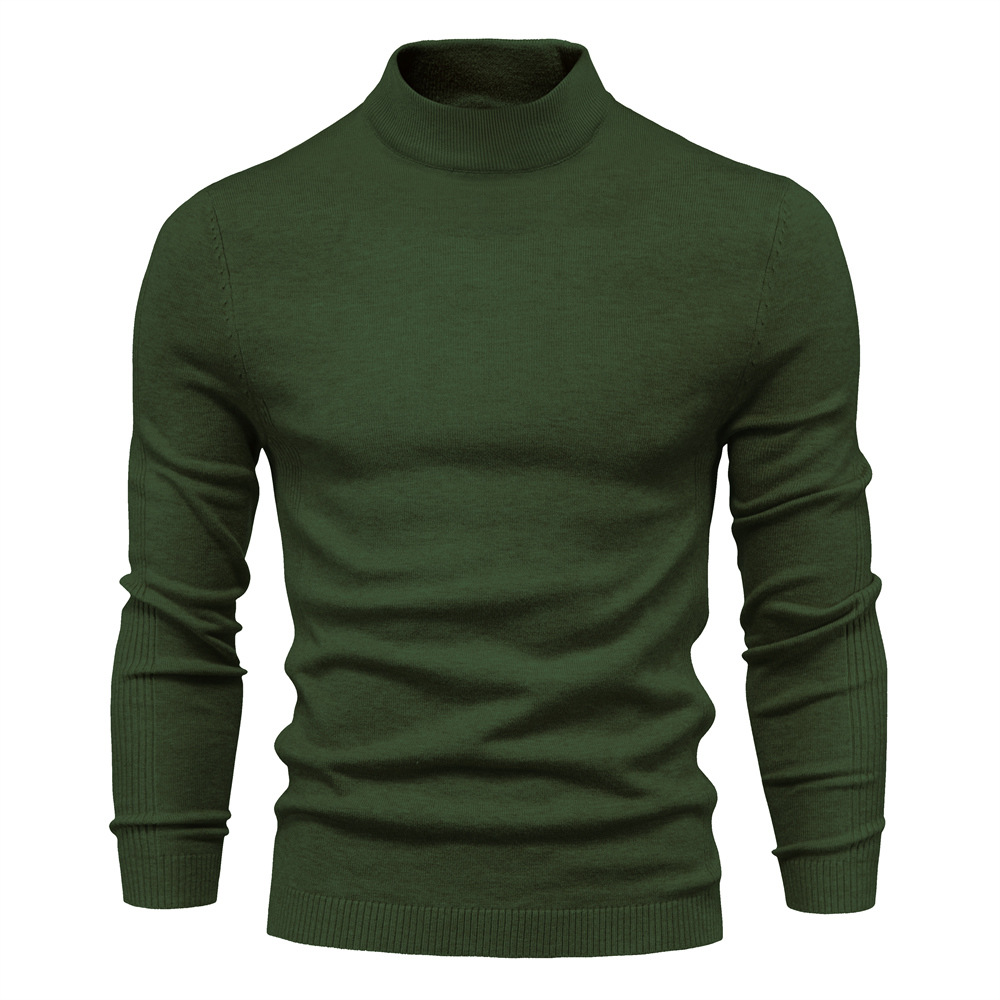 Men's Turtleneck / Mid Collar / Crew Neck Basic Cashmere Base Bottoming Sweater