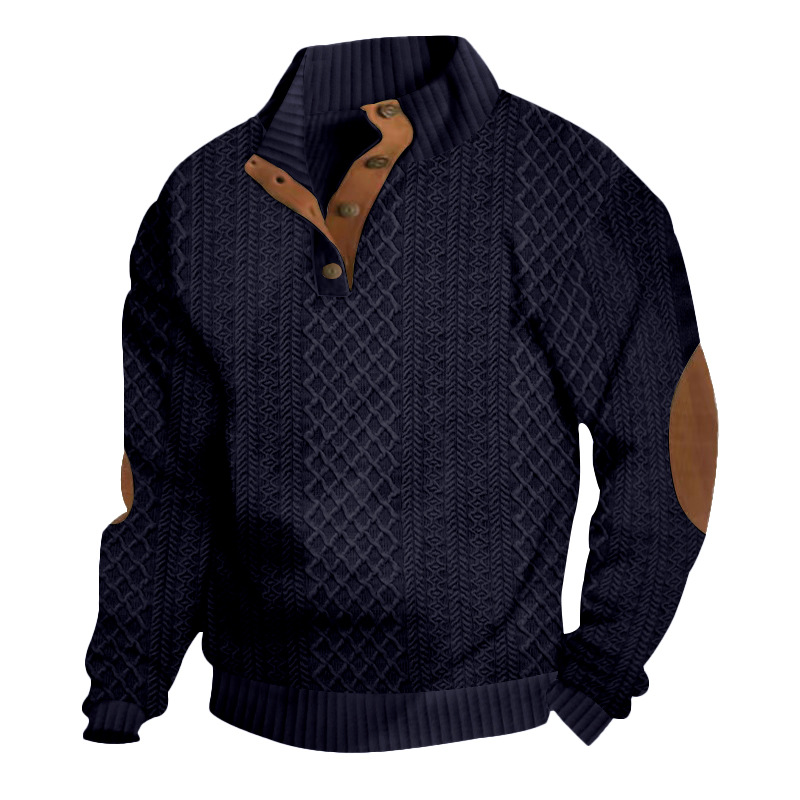 Herren Outdoor Casual Stand Cashmere Button Langarm Pullover