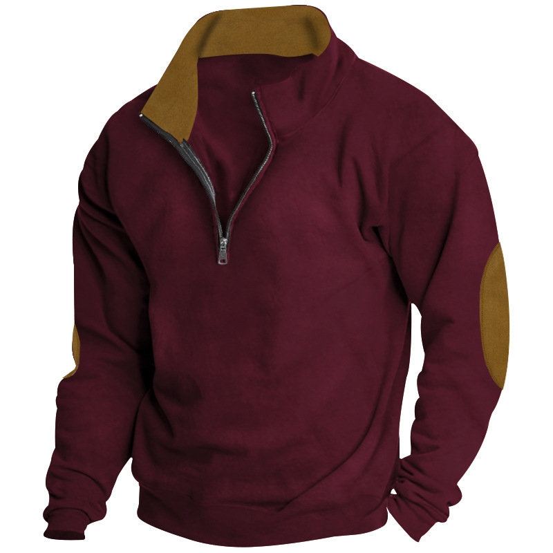 Men's Outdoor Casual Stand Cashmere Button Long Sleeve Sweater