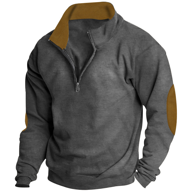 Men's Outdoor Casual Stand Cashmere Button Long Sleeve Sweater