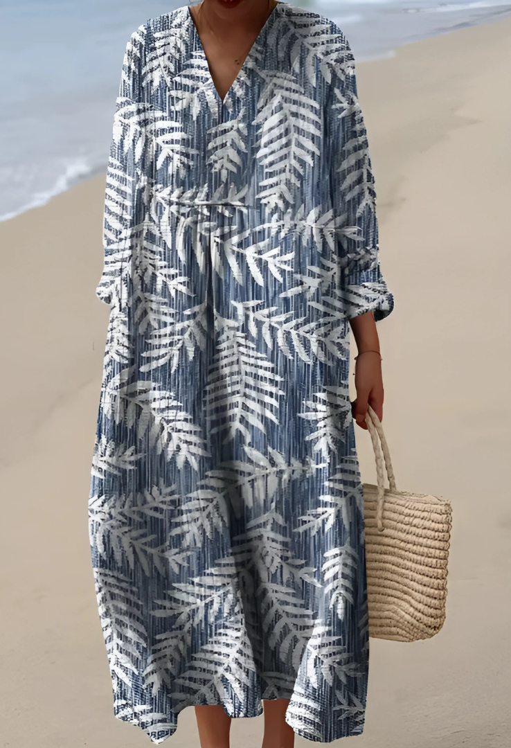 Damen Baumwollkleid mit abstraktem Musterprint