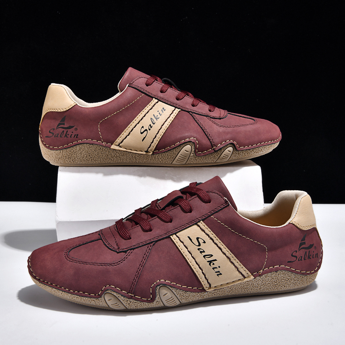 Vintage 70er Handgefertigte Herren-Slipper aus echtem Leder – Freizeit-Sommerschuhe mit weicher Sohle（Der Rabatt endet bald）