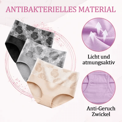 🔥2 Kaufen, erhalte 1 gratis👙Rosenunterwäsche aus reiner Baumwolle mit hoher Taille (Bauch schlankmachend, Feuchtigkeitsaufnahme und antibakteriell)