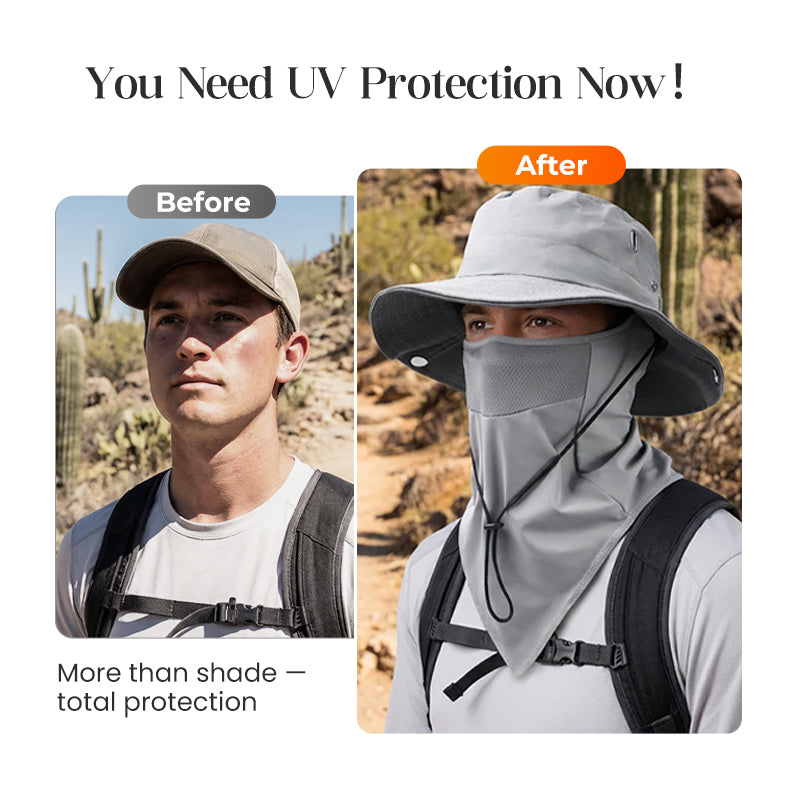 Shadecraft™ – UPF 50+ 360° Coverage Bucket Hat with Detachable Face Cover & Neck Flap + 50% OFF