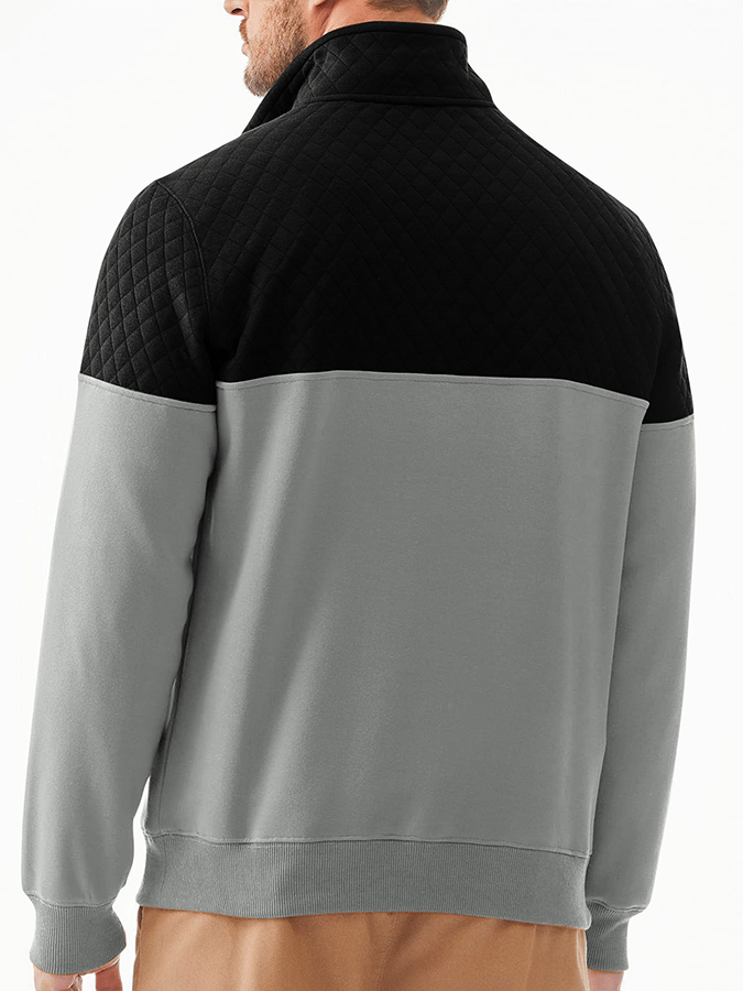 Men's Fashionable Color Block Half Zip Outdoor Casual Sweatshirt