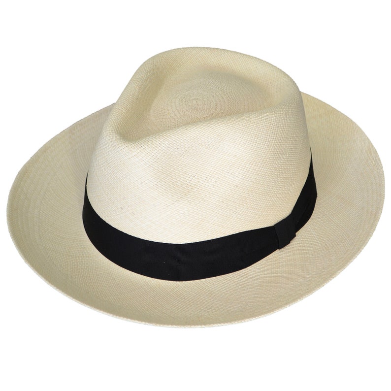 Teardrop Fedora Panama Hat | Natural Color Straw | Brisa Weave | Black Band | Handwoven in Ecuador - GPH - HatBox Included-BOX PACKING