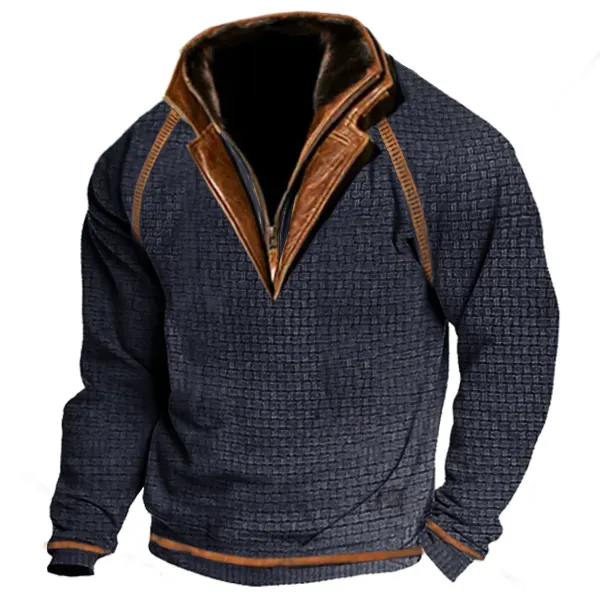 Doppellagiger langärmliger taktischer Pullover mit Stehkragen und Kontrastfarbe für Herren