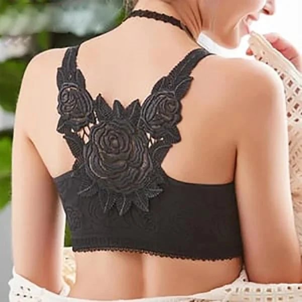 🎁Kaufen Sie 2, sparen Sie 10% -🌹Rose Stickerei Frontverschluss Wireless-BH