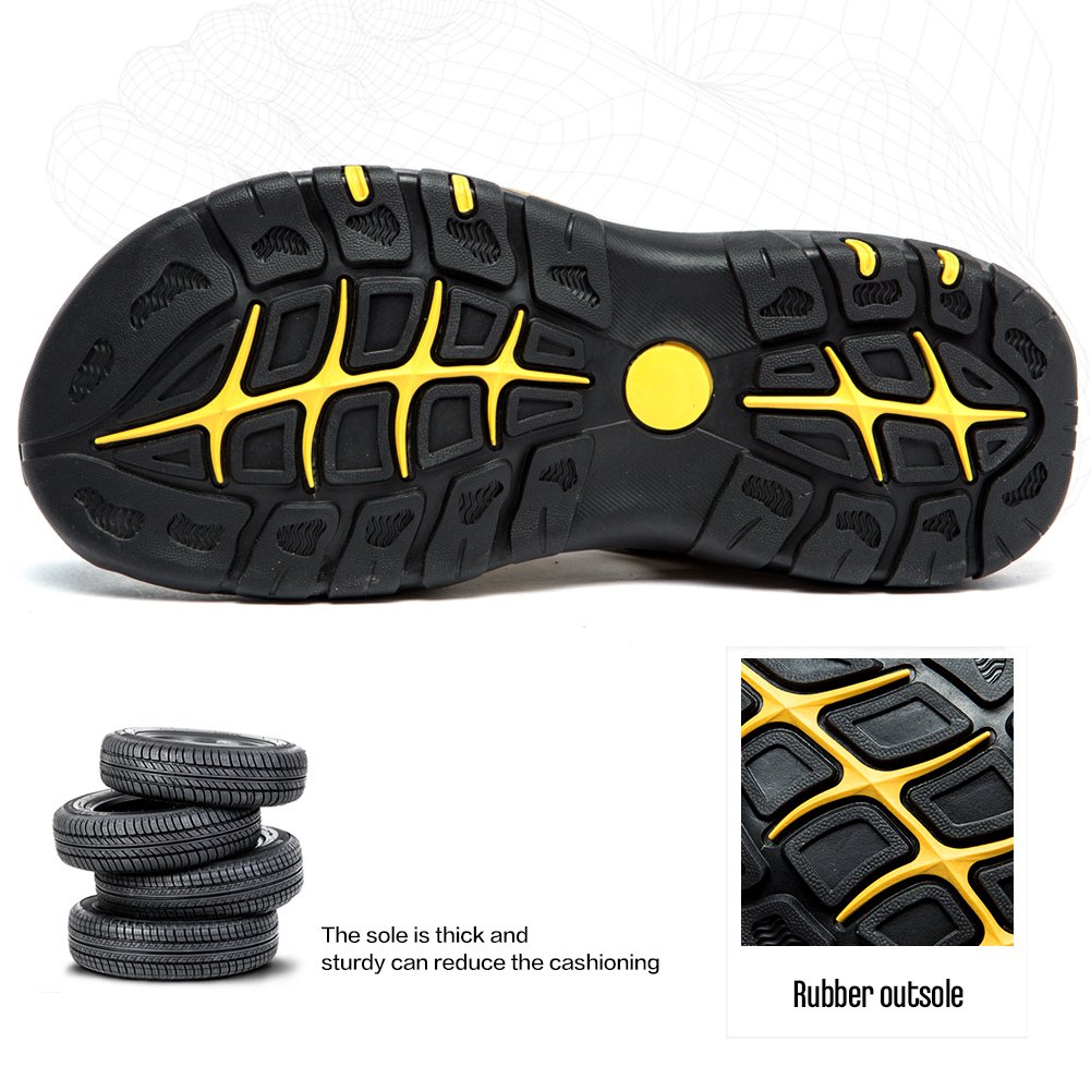 Dallader Men's Genuine Leather Sport Sandals Orthopedic Support Lightweight Non-slip Hiking Sandals