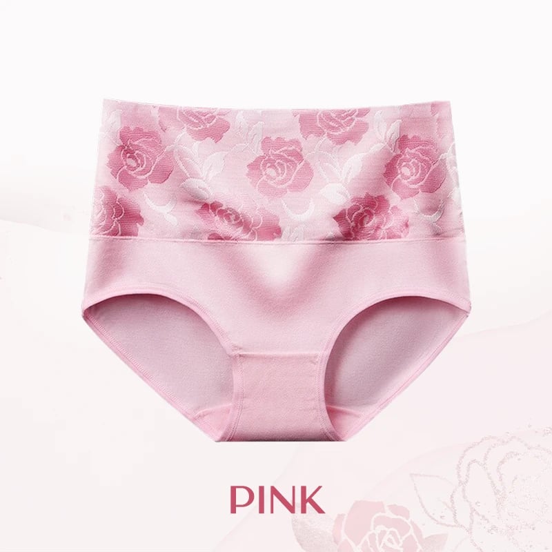 🔥2 Kaufen, erhalte 1 gratis👙Rosenunterwäsche aus reiner Baumwolle mit hoher Taille (Bauch schlankmachend, Feuchtigkeitsaufnahme und antibakteriell)